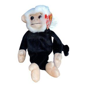 Ty Beanie Babies "Mooch" Monkey Plush Toy 1998 Black & Cream Collectible